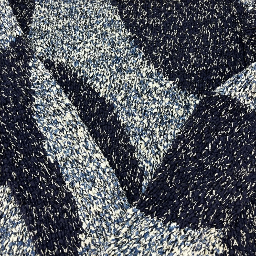 Sigrid Olsen Petite S Hand-Knit Textured Sweater Blue Cream Abstract‎ Cozy - Picture 6 of 8